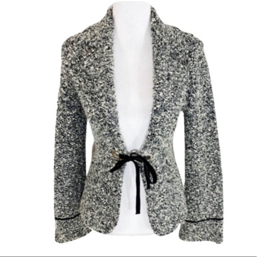 Classiques Entier black gray white wool tie jacket